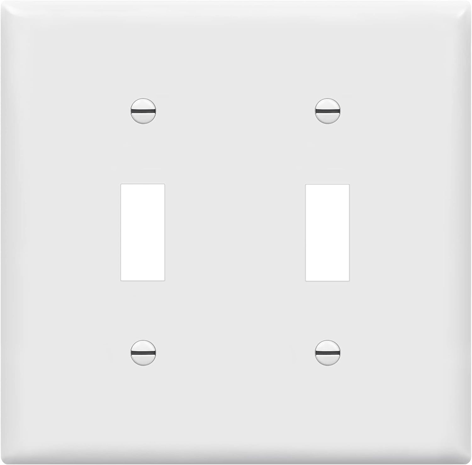 ENERLITES Toggle Light Switch Wall Plate, Gloss Finish, Size 2-Gang 4.50" x 4.57", Double Switch Cover, Unbreakable Polycarbonate Thermoplastic, 8812-W, White