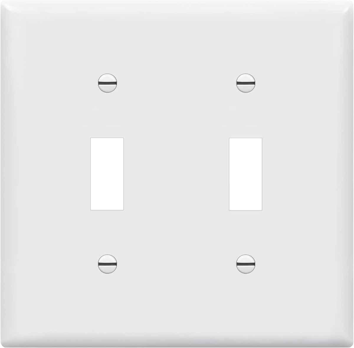 ENERLITES Toggle Light Switch Wall Plate, Gloss Finish, Size 2-Gang 4.50" x 4.57", Double Switch Cover, Unbreakable Polycarbonate Thermoplastic, 8812-W, White