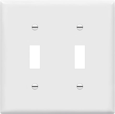 ENERLITES Toggle Light Switch Wall Plate, Gloss Finish, Size 2-Gang 4.50" x 4.57", Double Switch Cover, Unbreakable Polycarbonate Thermoplastic, 8812-W, White