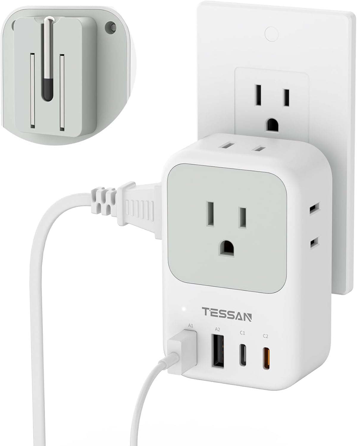 TESSAN USB C Charger Block 20W PD, Fast Charging Adapter with Foldable Plug