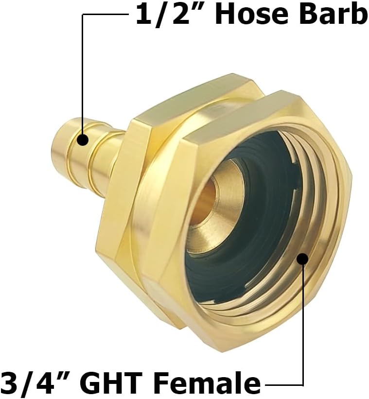Hooshing 2PCS Garden Hose Swivel Adapter 1/2" Barb x 3/4" GHT Female Thread
