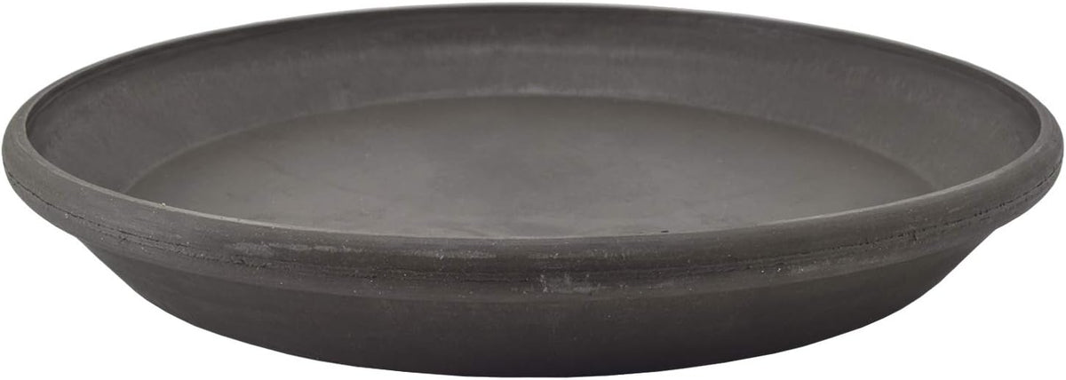 PSW Pot Collection AP35DC 14-inch Plastic/Stone/Wood Composite Plant Saucer Drip Tray – No Drainage Hole (Drillable), Indoor/Outer Water Tray, Dark Charcoal