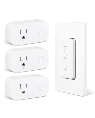 BN-LINK Wireless Remote Control Outlet Switch – 3-Outlet Kit with Magnetic Remote & Wall-Mount Holder, Remote Plugs for Lights & Appliances, Outlet Remote Control Wireless, Up to 100 ft Range