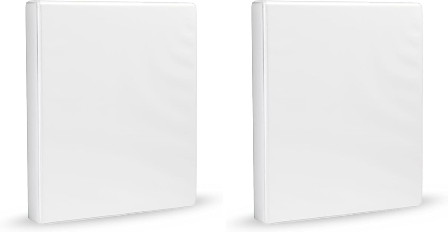 Amazon Basics 3-Ring Binder, 1-Inch, Customizable, with Pockets for Organization, White, 1-Pack