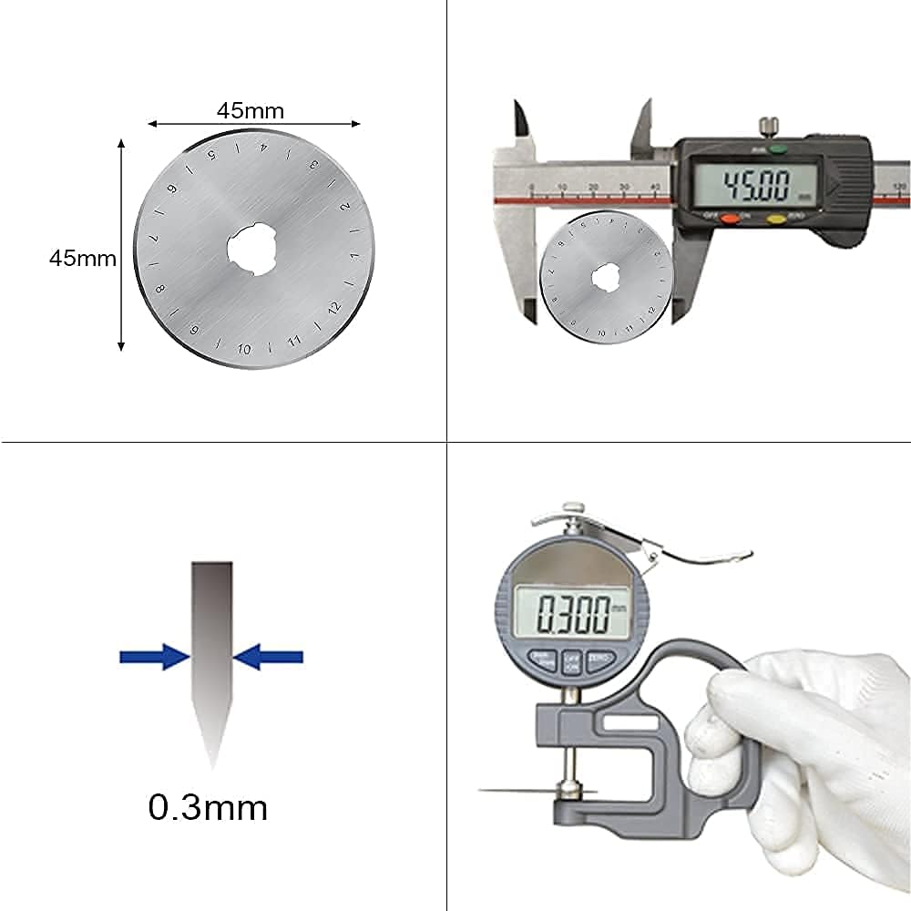 HEADLEY TOOLS 45mm Rotary Cutter Blades 10 Pack Fits Olfa, Fiskars, Replacement Rotary Blade for Arts Crafts Quilting Scrapbooking Sewing, Sharp and Durable