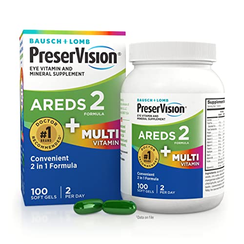 PreserVision AREDS 2 + Multivitamin 2-in-1 Eye Contains Vitamin C D E & Zinc Softgels Packaging May Vary, 100 Count