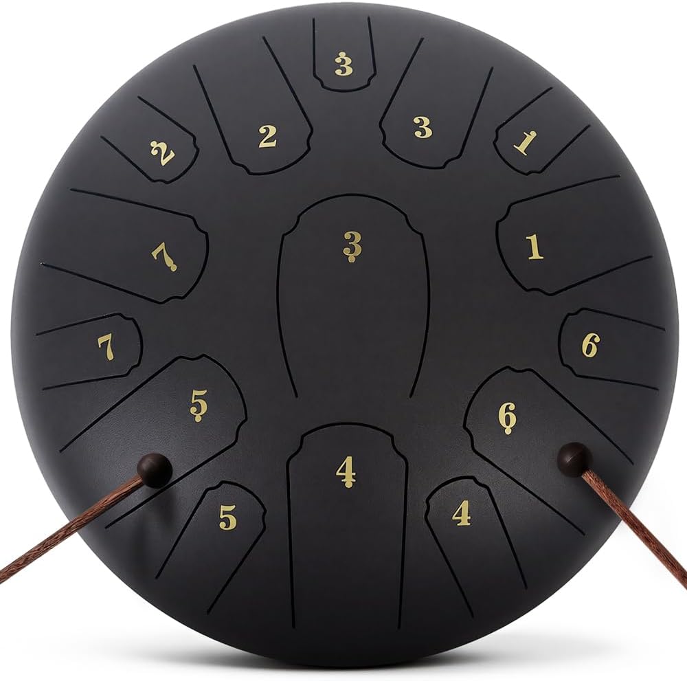 Rain Drum for Outside Garden,Steel Tongue Drum 12 Inches 15 Notes Musical Instruments, Handpan Drum Percussion Instrument