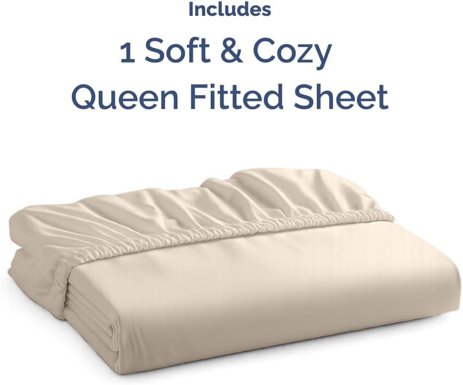 Queen Fitted Sheet - Single Fitted Sheet Only - 8-16" Deep Pockets - Wheat