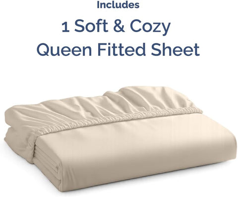 Queen Fitted Sheet - Single Fitted Sheet Only - 8-16" Deep Pockets - Wheat