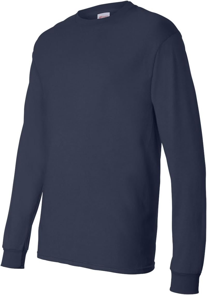 Hanes Men's Essentials Long-Sleeve T-Shirt, Crewneck Cotton T-Shirts for Men, 2-Pack