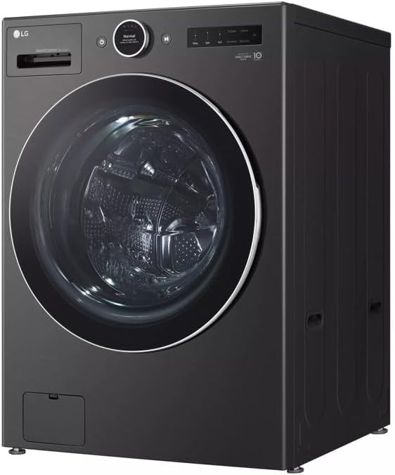LG 5.0 cu. ft. Mega Capacity Smart Front Load Electric All-in-One Washer Dryer Combo with TurboWash360 WiFi in Black Steel