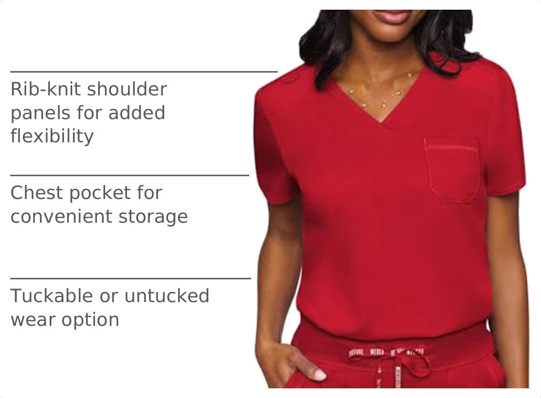 Med Couture Touch Women's Scrub Tops V-Neck Tuck-in Top with 1 Pocket