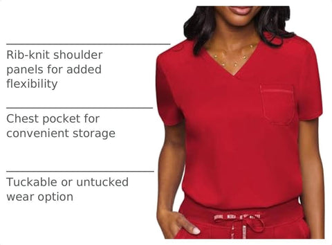 Med Couture Touch Women's Scrub Tops V-Neck Tuck-in Top with 1 Pocket