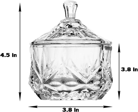 8oz Glass Candy Dish with Lid,Small Decorative Storage Jar for Candy,Cookies,Snacks Bath Salt,Sugar Bowl,Office,Bathroom,Dining Room Organizer (Clear)