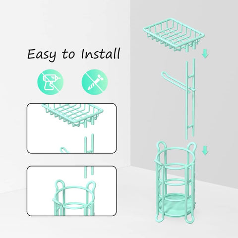 Toilet Paper Roll Holder Stand Nautical Bathroom Tissue Dispenser with Shelf for Larger Rolls-Mint