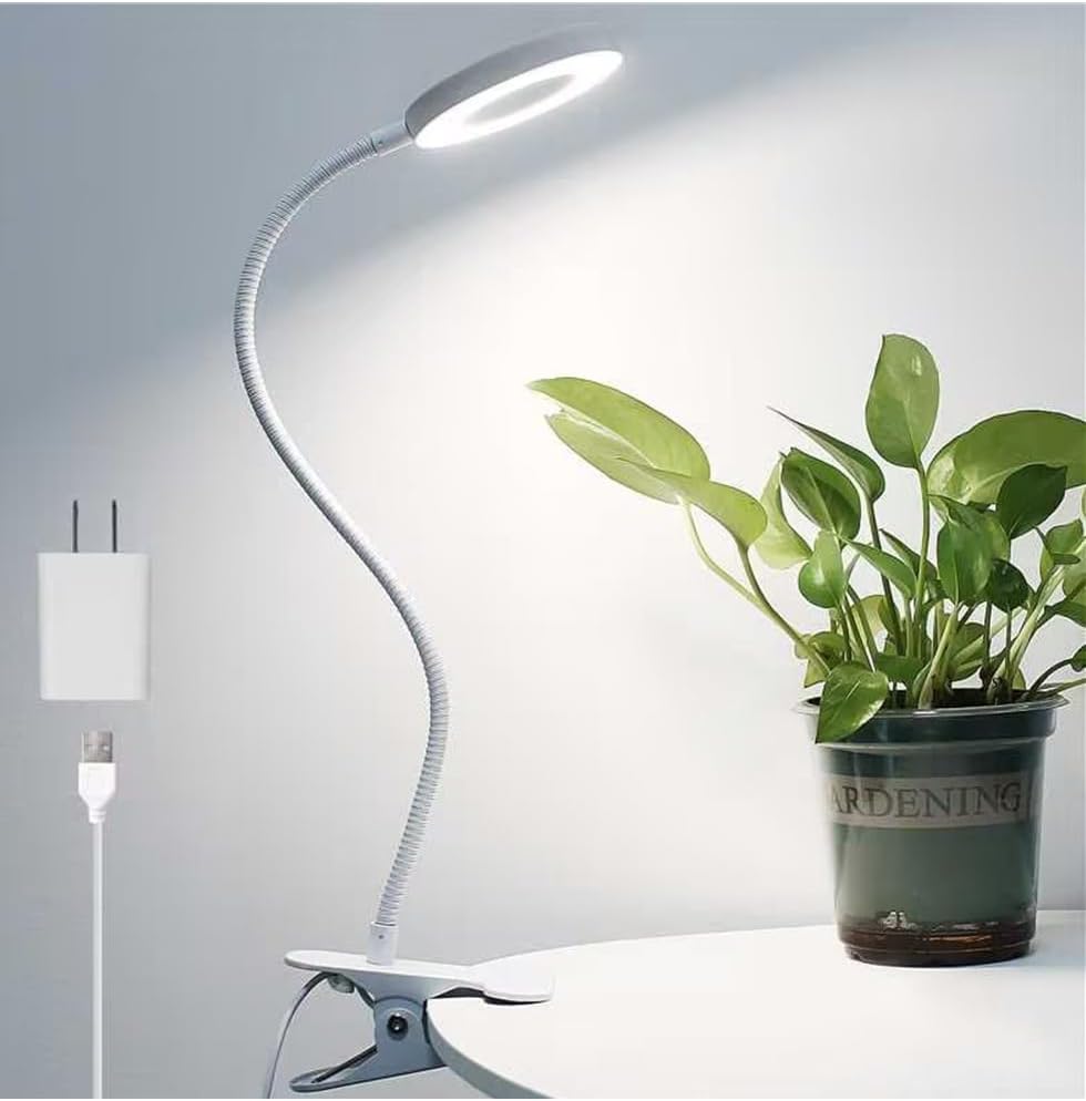 Woputne Desk Lamp Clip on Desk Reading Lights for Books in Bed (White)