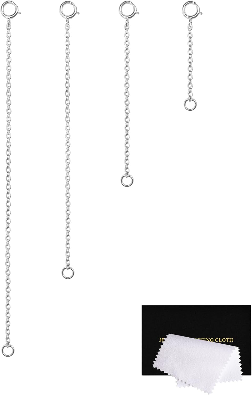 925 Sterling Silver Necklace Extender Silver Chain Extenders for Necklaces Bracelet Anklet Jewelry Extension for Women, 4 Piece Set (1, 2, 3, 4 Inches)