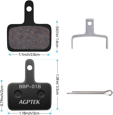 AGPTEK Bike Brake Pads, Compatible with TRP Tektro Shimano MTB,Semi-Metal