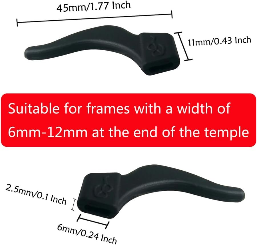 YINGFENG 22 Pairs Black Silicone Eyeglass Ear Grip with Storage Box, Anti Slip Eyeglass Retainer, Premium Silicone Ear Hook, Never Worry About Missing Your Glasses or Sunglasses Again