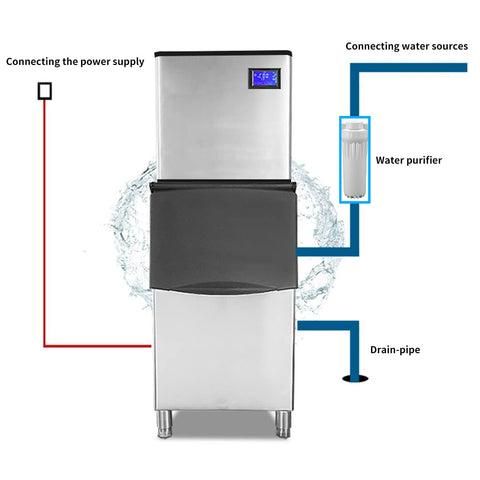 Commercial Ice Maker Machine 700Lbs/24H, 440Lbs Storage Bin, 342 Clear Ice Cubes in 8-15 Mins, Stainless Steel Commercial Ice Machine with Auto Cleaning for Restaurant Bar Cafe Hotel