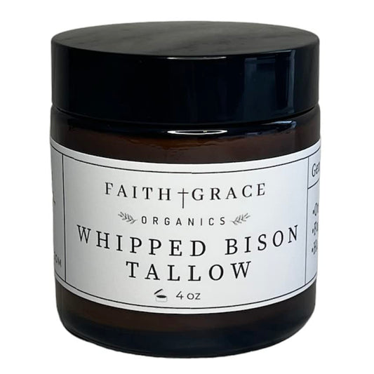 Organic Tallow Balm - Grass Fed Bison - All purpose balm for sensitive skin, healing, hydrating, non-comedogenic, essential oils by Faith and Grace Organics