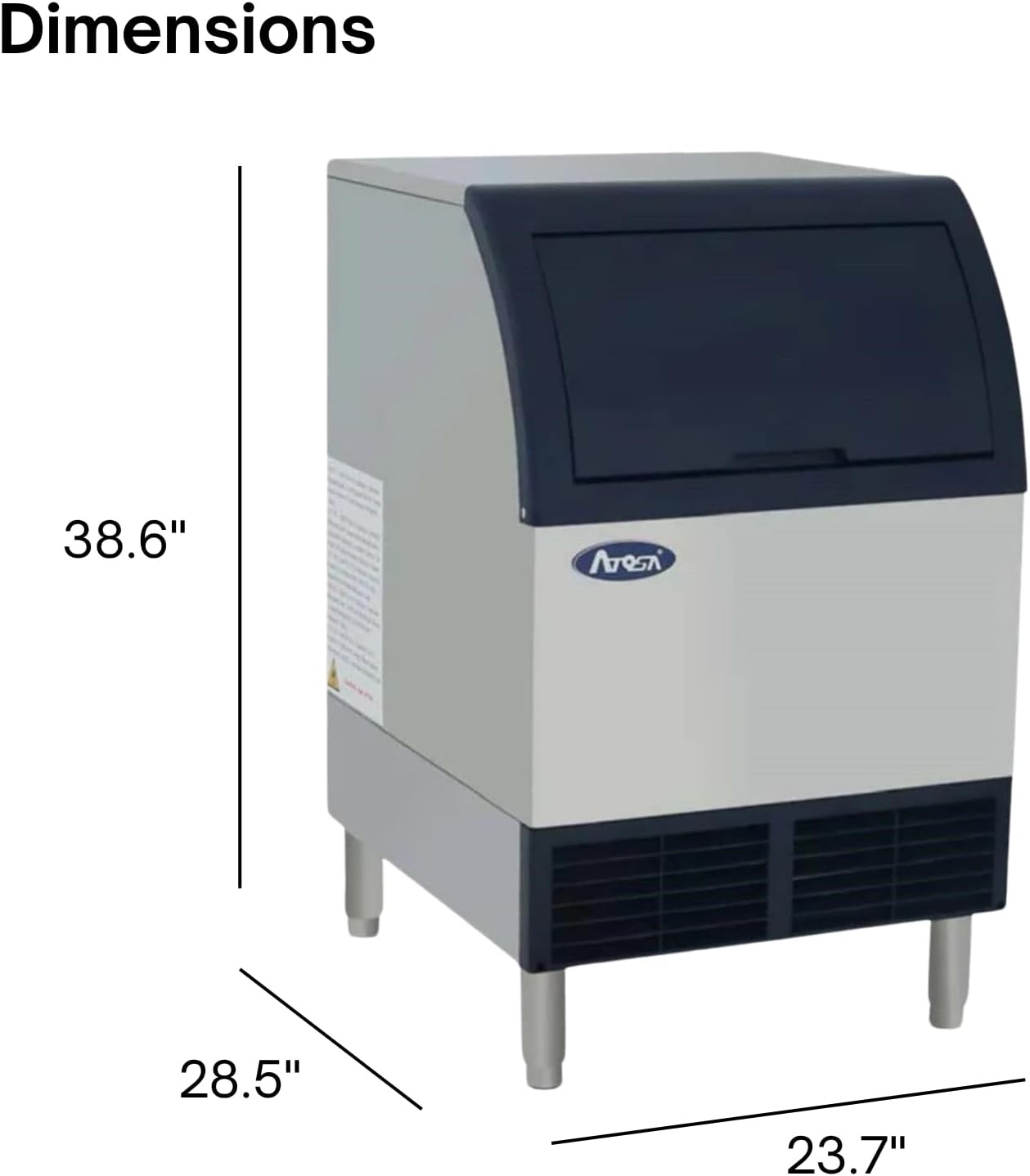 Atosa YR280-AP-161 Commercial Kitchen Ice Maker Machine Production Capacity up to 283-lb/24 Hours, 88 lb Storage bin