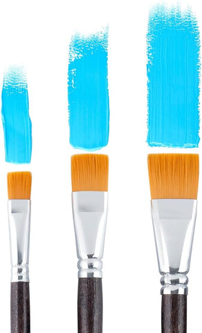 Transon Flat Paint Brush Set 3pcs for Acrylic Watercolor Gouache Oil and Body Painting