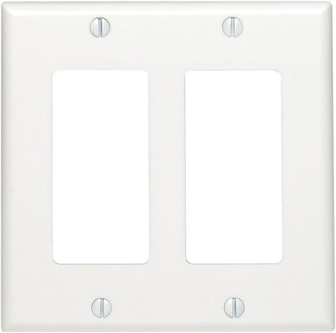 Leviton 2-Gang Decora/GFCI Device Wallplate, Standard Size, Thermoset, 80409-W, White