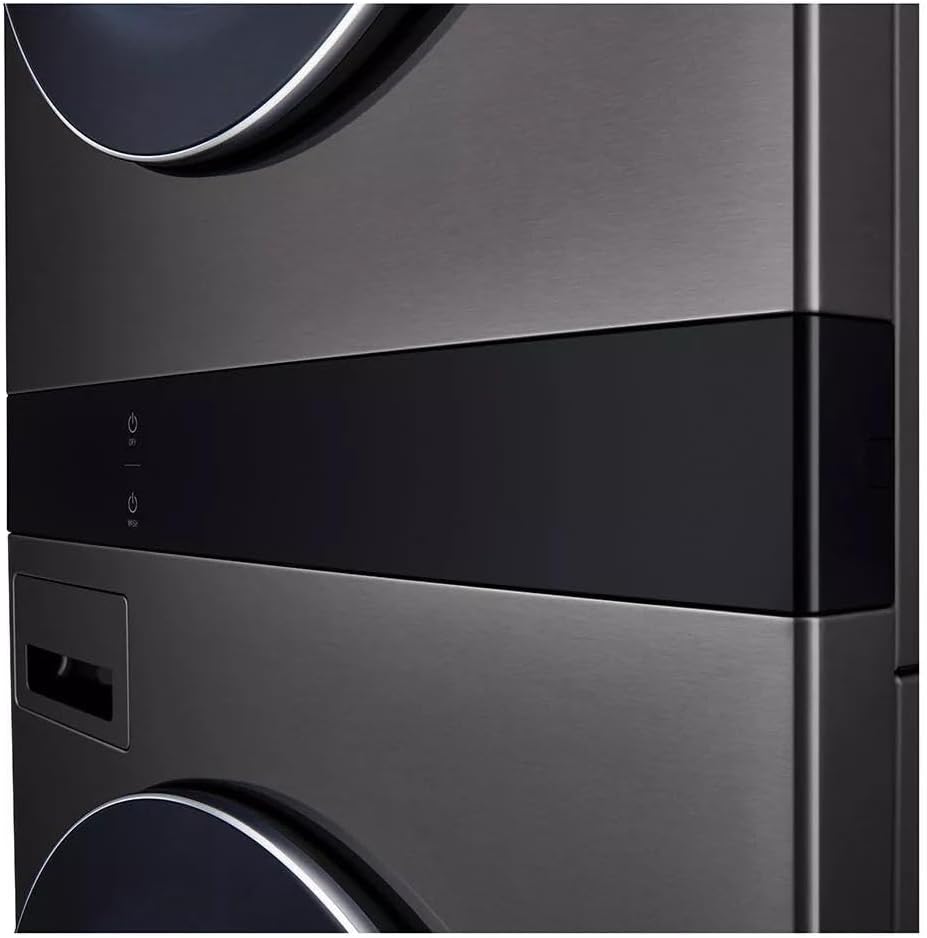 LG 27 Inch Smart Gas Single Unit WashTower with 5.0 cu. ft. Washer Capacity, 7.4 cu. ft. Dryer Capacity in Black Steel WKGX301HBA