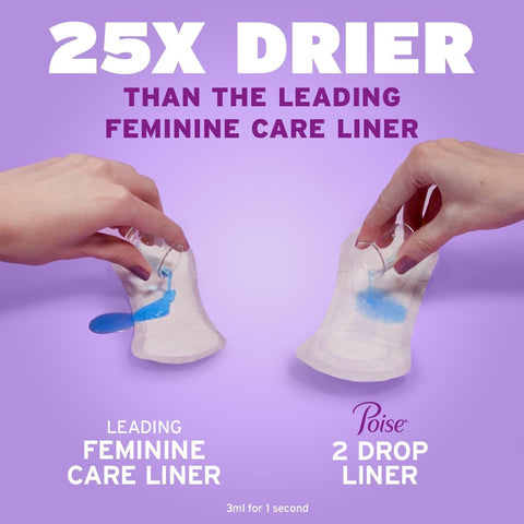 Poise Daily Liners, Incontinence Panty Liners, 2 Drop, 48 ct