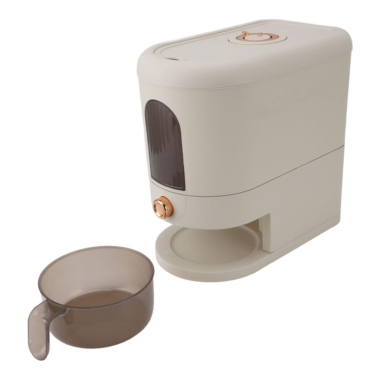 11 Lbs Rice Dispenser, Large Grain Container, Automatic Household Cereal Dispenser Bucket Rice Storage Container with Lid & Rice Cup for Corn, Coffee Bean, Grain, Soybean (Cream