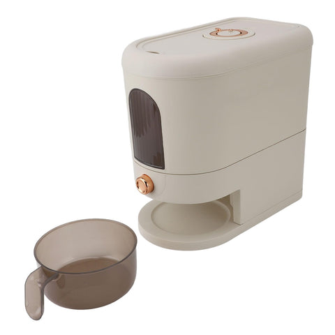 11 Lbs Rice Dispenser, Large Grain Container, Automatic Household Cereal Dispenser Bucket Rice Storage Container with Lid & Rice Cup for Corn, Coffee Bean, Grain, Soybean (Cream