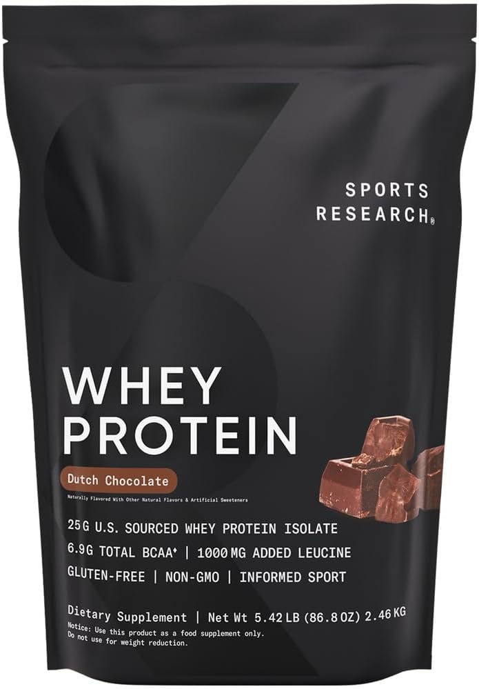 Sports Research® Whey Protein Isolate Powder Dutch Chocolate, 5.42lb Bag