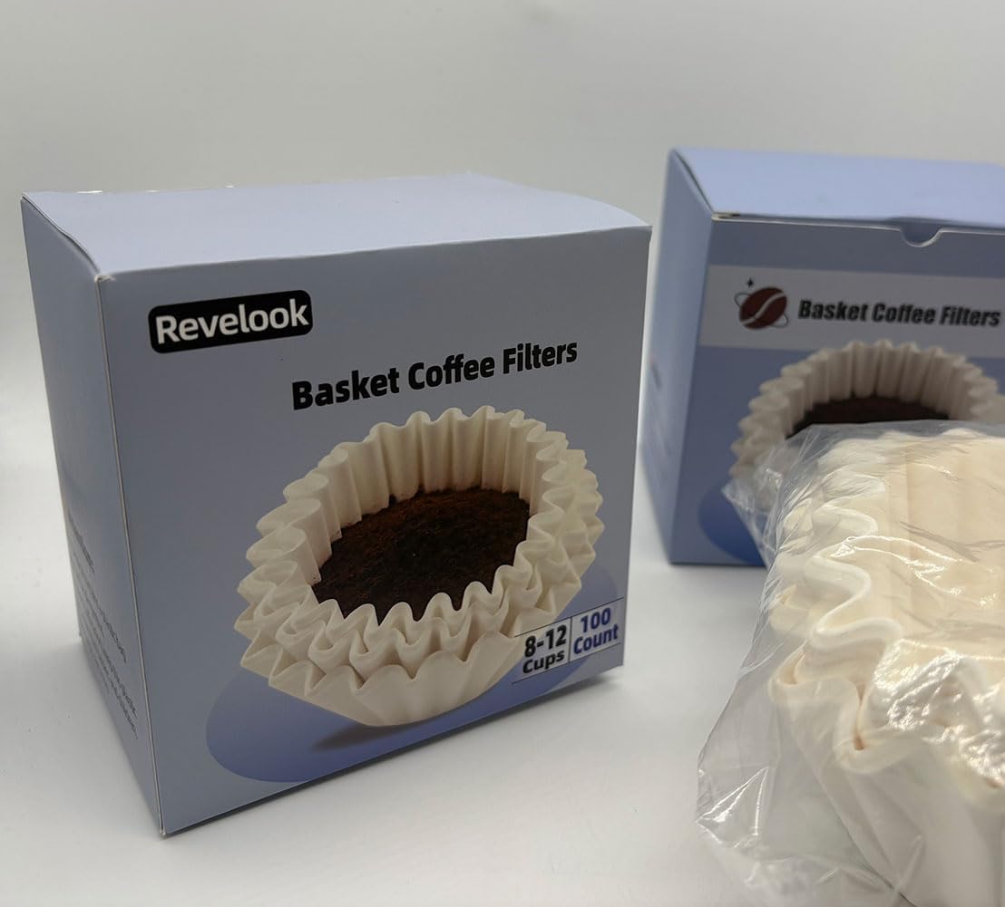 Coffee Filters 8-12 Cup, 7.875 inch x 3.25 inch, 100 Count Basket Coffee Filters, White Disposable 8 to 12 Cup Coffee Filter Paper