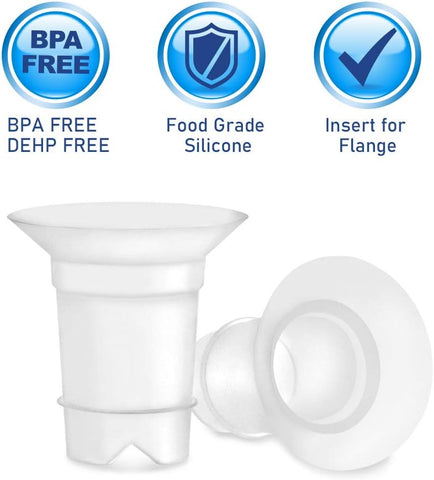 Maymom Flange Inserts 17 mm for Medela, Spectra 24 mm Shields/Flanges, Momcozy/Willow Wearable Cup. Compatible with Medela Freestyle, Harmony to Reduce 24mm Nipple Tunnel Down to 17 mm; 2pc/Each