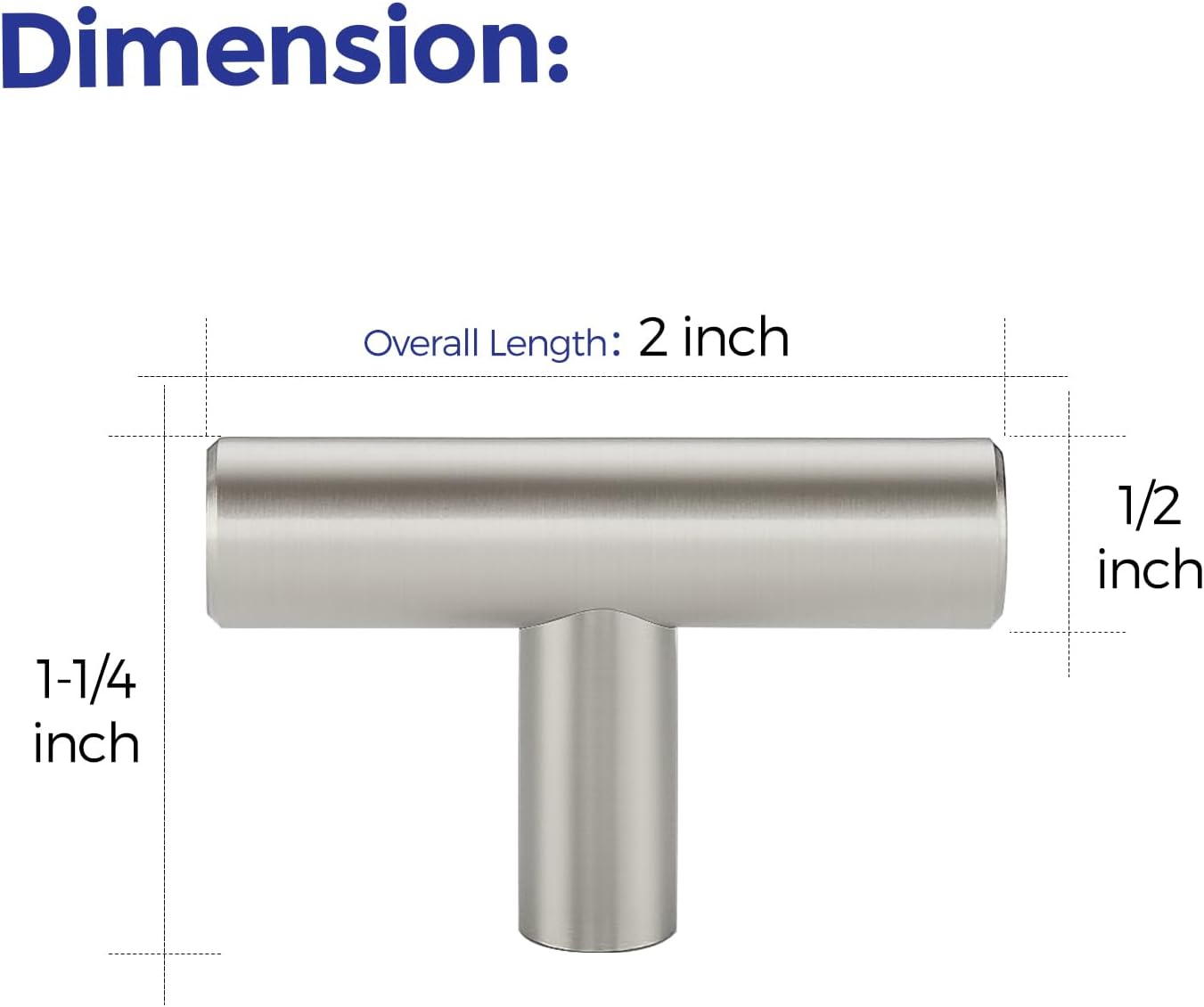 Ravinte Brushed Nickel Cabinet Handles,Round T Pulls,Single Hole,30 Pack