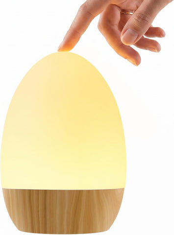 Night Light for Baby Nursery, Rechargeable Touch Egg Light with 17 Color Modes, Stepless Dimmable Baby Night Light for Breastfeeding & Kids Bedroom (Beech-1P)