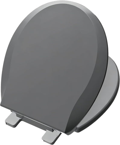 Aünsffer Round Toilet Seat, 16.5inch, Soft Close Quiet, No Alam, Standard Round Universal Size, PP Material Safe and Easy Clean, Dark Grey