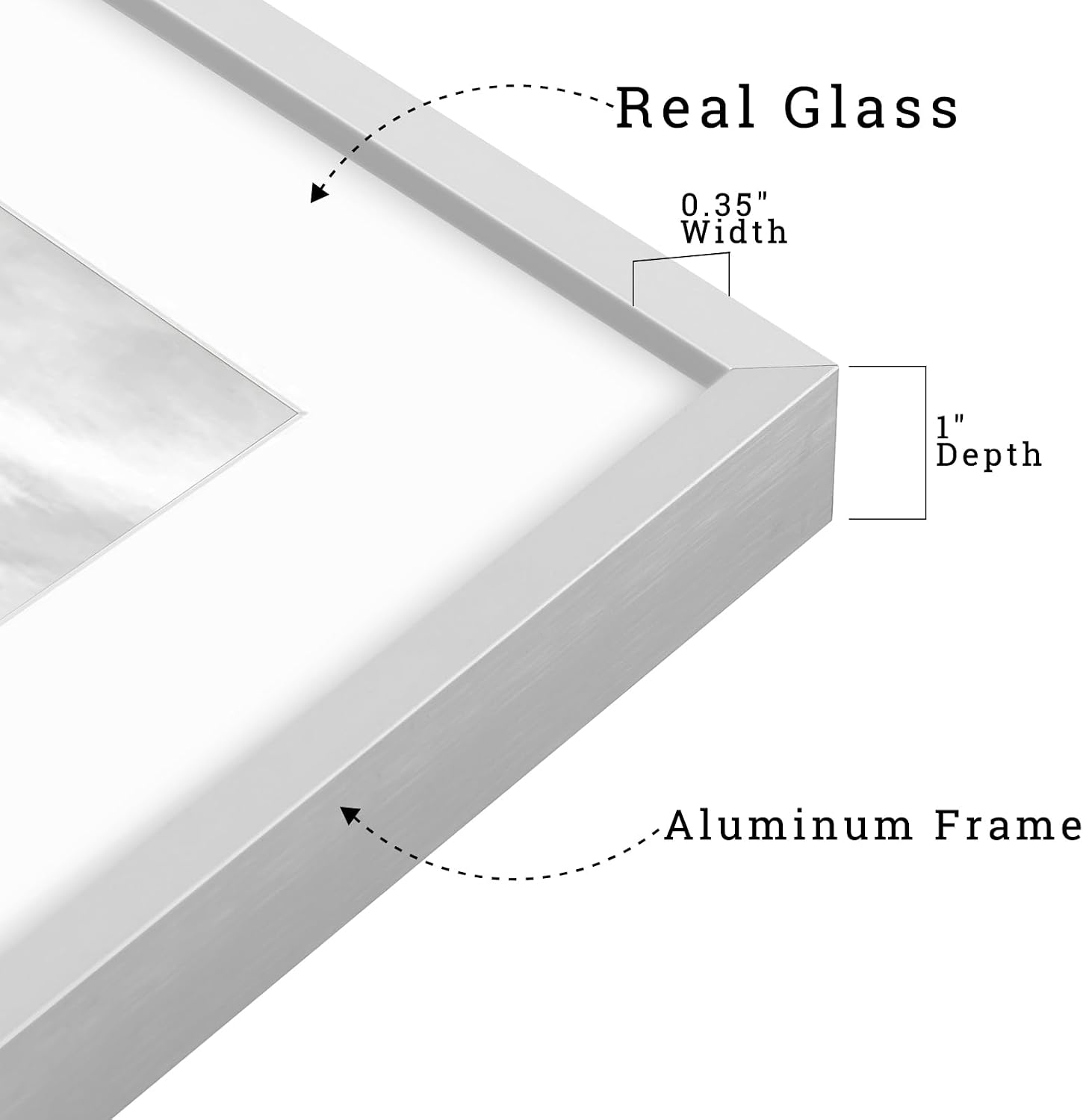 Frametory 11x14 Silver Aluminum Metal Picture Frame Mat for 8x10 Glass