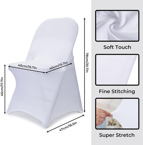 Babenest Stretch Spandex Folding Chair Covers for Wedding, 50PCS White