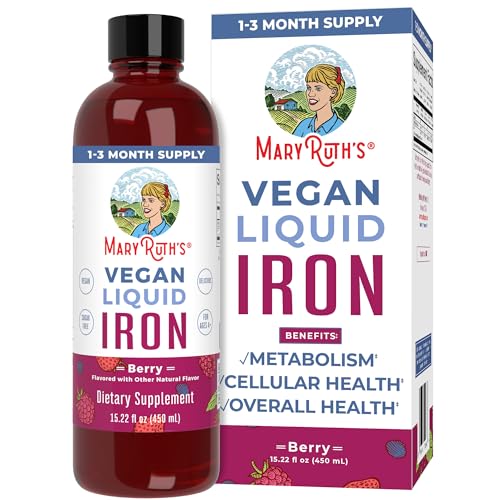 MaryRuth Organics Iron Supplement for Women Men & Kids, Liquid Iron Supplement for Women Men & Kids, Iron for Healthy Blood & Oxygen, Ages 4 & Up, Sugar Free, Vegan, Non-GMO, Gluten Free, 15.22 Fl Oz