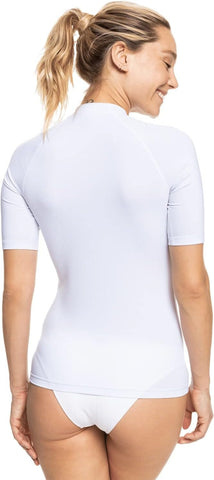 Roxy Womens Short Sleeve Compression Fit Rashguard, UPF 50+, Quick Dry, Recycled Swim Shirt