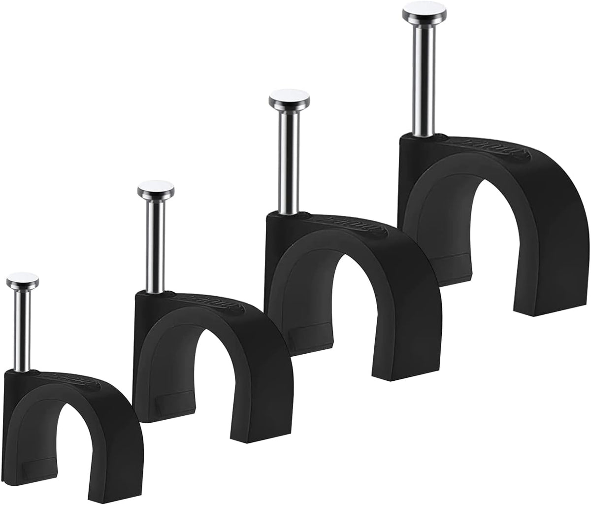 Abnii Cable Nails Clips, 400 Pcs, 4mm 6mm 8mm 10mm, Wire Wall Clips, Black