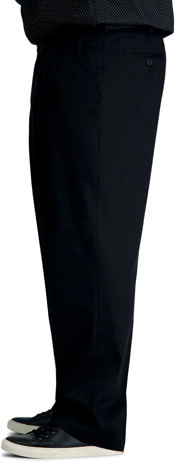 Haggar Men’s Big & Tall Classic Fit Premium No Iron Khaki Pleated Pant
