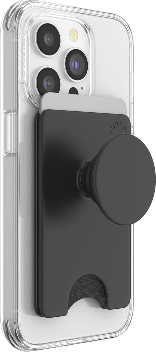 PopSockets Adhesive Phone Wallet with Grip- Black