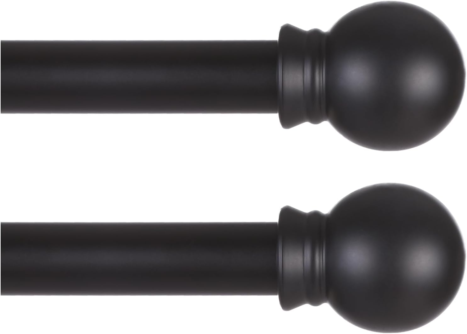 Thestoa 2 Pack Black Curtain Rods for Windows 66 to 120 Inch, 5/8" Diameter Matte Black Small Curtain Rods for Bedroom, Living Room, Kitchen, Outdoor, Farmhouse, Cafe