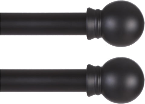 Thestoa 2 Pack Black Curtain Rods for Windows 66 to 120 Inch, 5/8" Diameter Matte Black Small Curtain Rods for Bedroom, Living Room, Kitchen, Outdoor, Farmhouse, Cafe