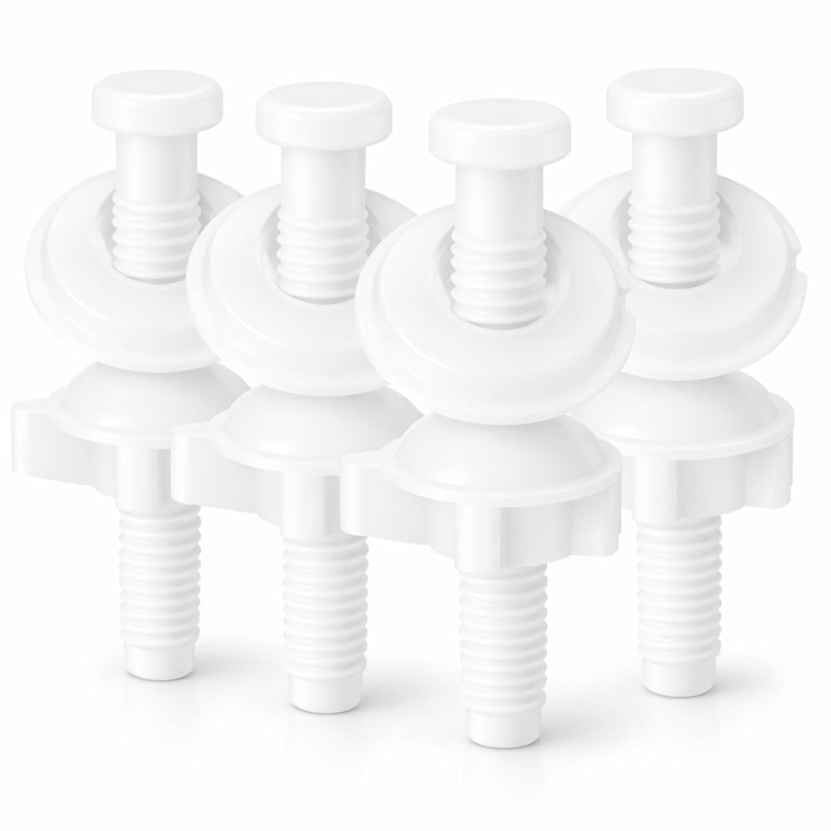 4 Pcs Toilet Seat Screws, Including Plastic Bolts, Nuts and Washers, Durable Toilet Lid Bolts Replacement Kit to Fix Loose Top, Sleek 3-in-1 Fasteners Floor Bolts & Washer Sets
