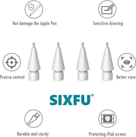 SIXFU Sturdy Long Metal Tips Compatible with Apple Pencil Tip, Durable Tips Compatible with Apple Pencil Pro/USB-C/ 1st/ 2nd Generation, Accessories Compatible with iPad Pencil(4 PCS)