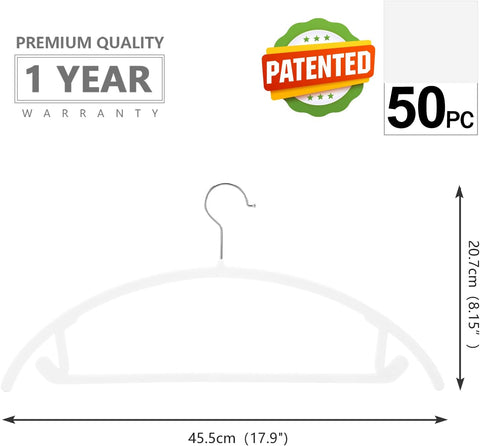 MIZGI Velvet Hangers 50 Pack, Patented Rounded Shoulder Sweater Hangers